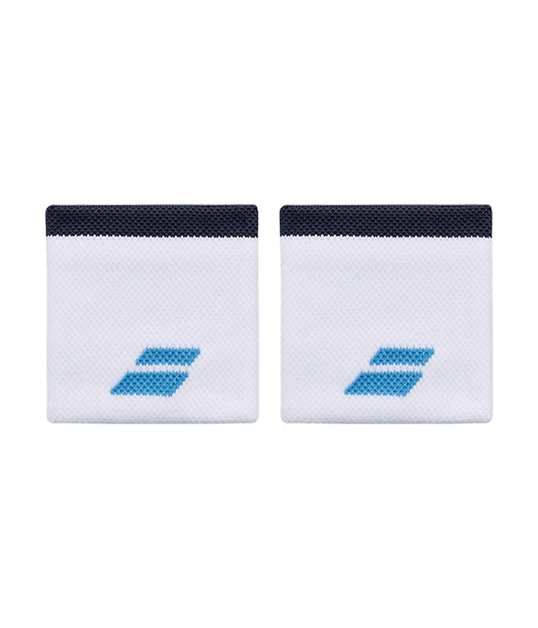 Muñequera Babolat Logo Jumbo Blanca/Azul 2 unidades