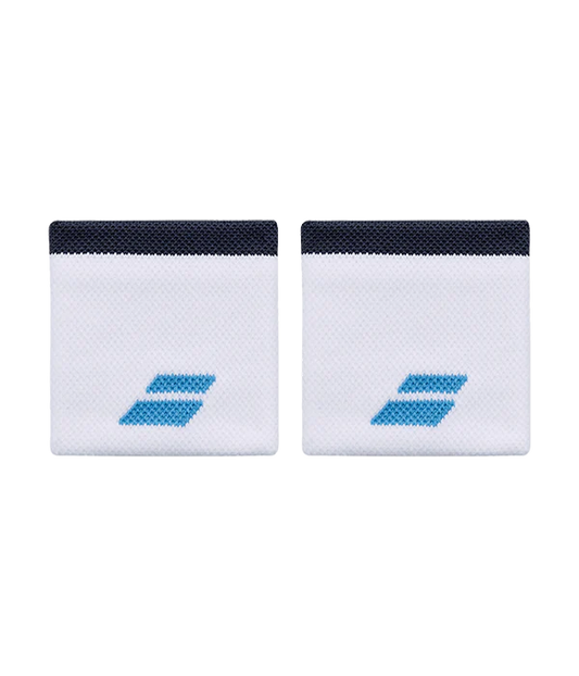 Muñequera Babolat Logo Jumbo Blanca/Azul 2 unidades