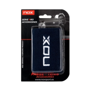 Muñequeras Nox Azul Oscuro Logo Blanco 2 unidades
