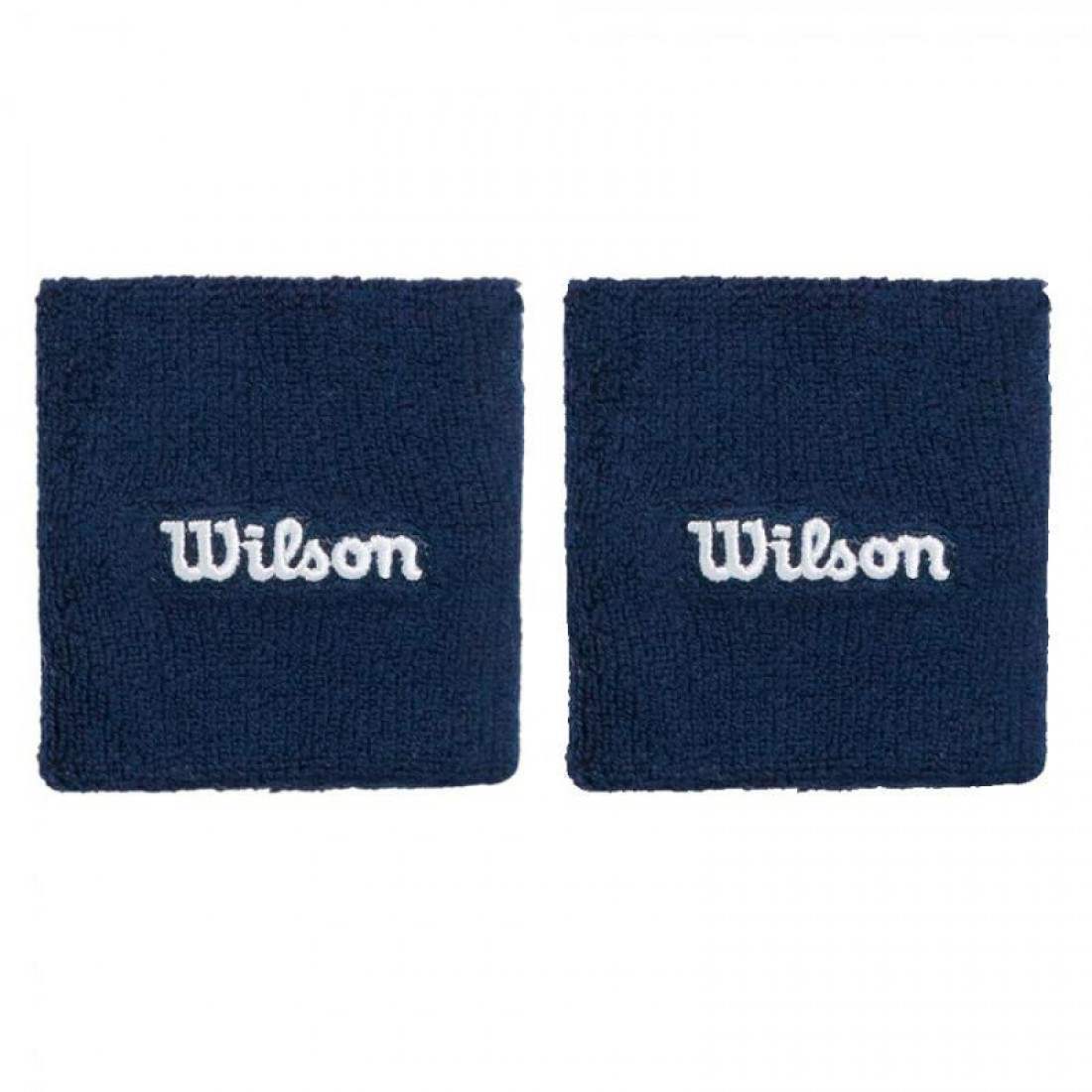 Muñequeras Wilson Wide Terry Blanco/Azul Marino 2 unidades