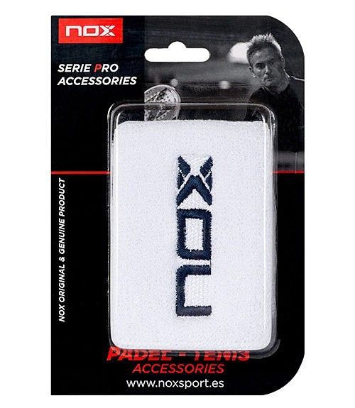 Muñequeras Nox Blanca Logo Azul Oscuro 2 unidades